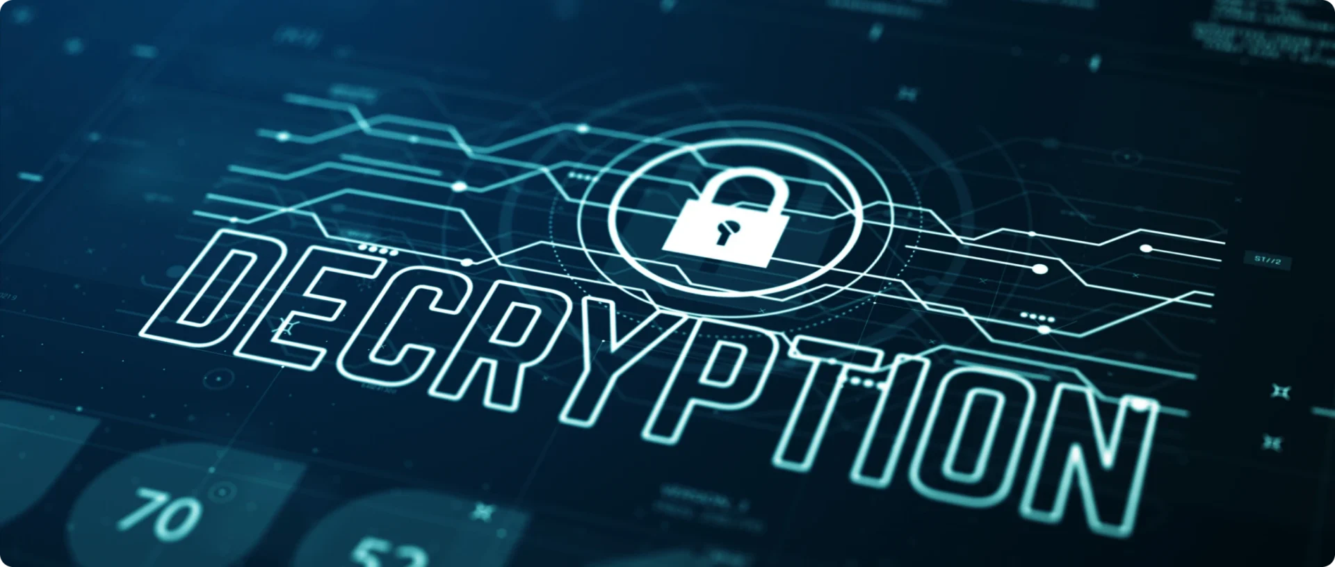 Cybersecurity decryption illustration with lock symbol