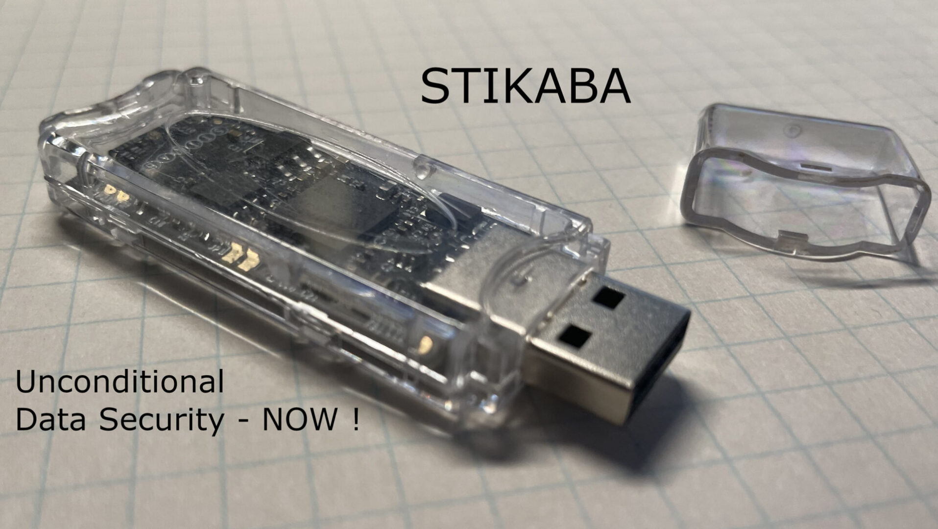 Secure USB stick with cap removed
