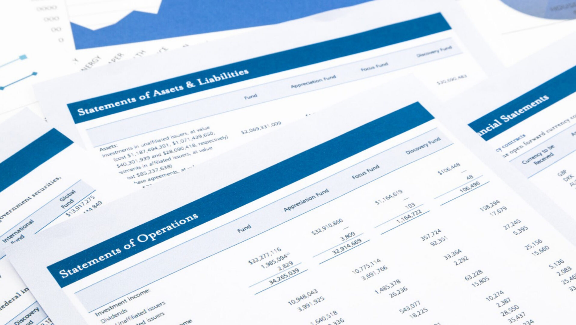Business financial documents on table