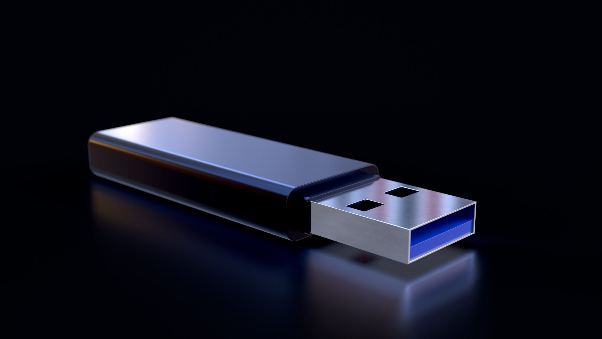 USB flash drive on a dark background.